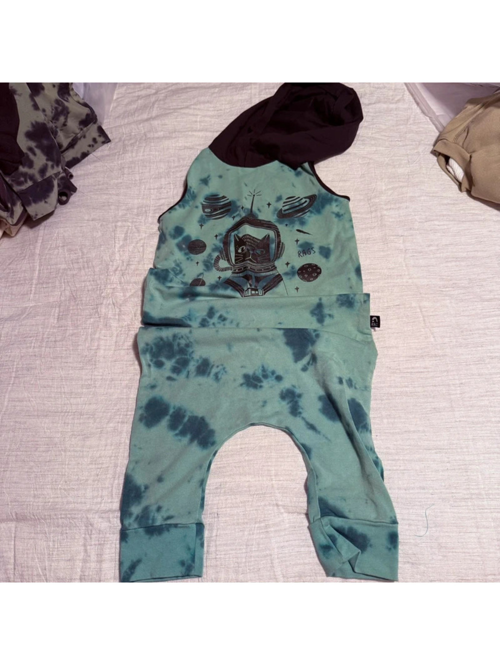 Rags space kitty romper green